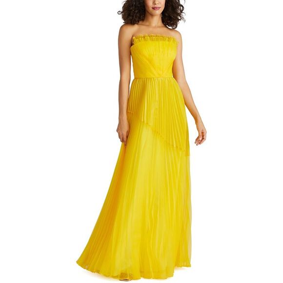 Theia Dresses & Skirts - Theia Womens  Enver Pleated Strapless Gown